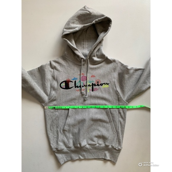 Champion Size XS Reverse Weave Hoodie Sweatshirt Grey RARE Lantern Print NWOT - Picture 11 of 16